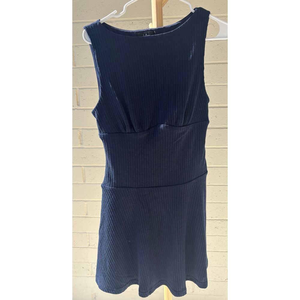 Lulus Modern Moves Navy Ribbed Knit Sleeveless Mini Dress Size Medium - Picture 2 of 11